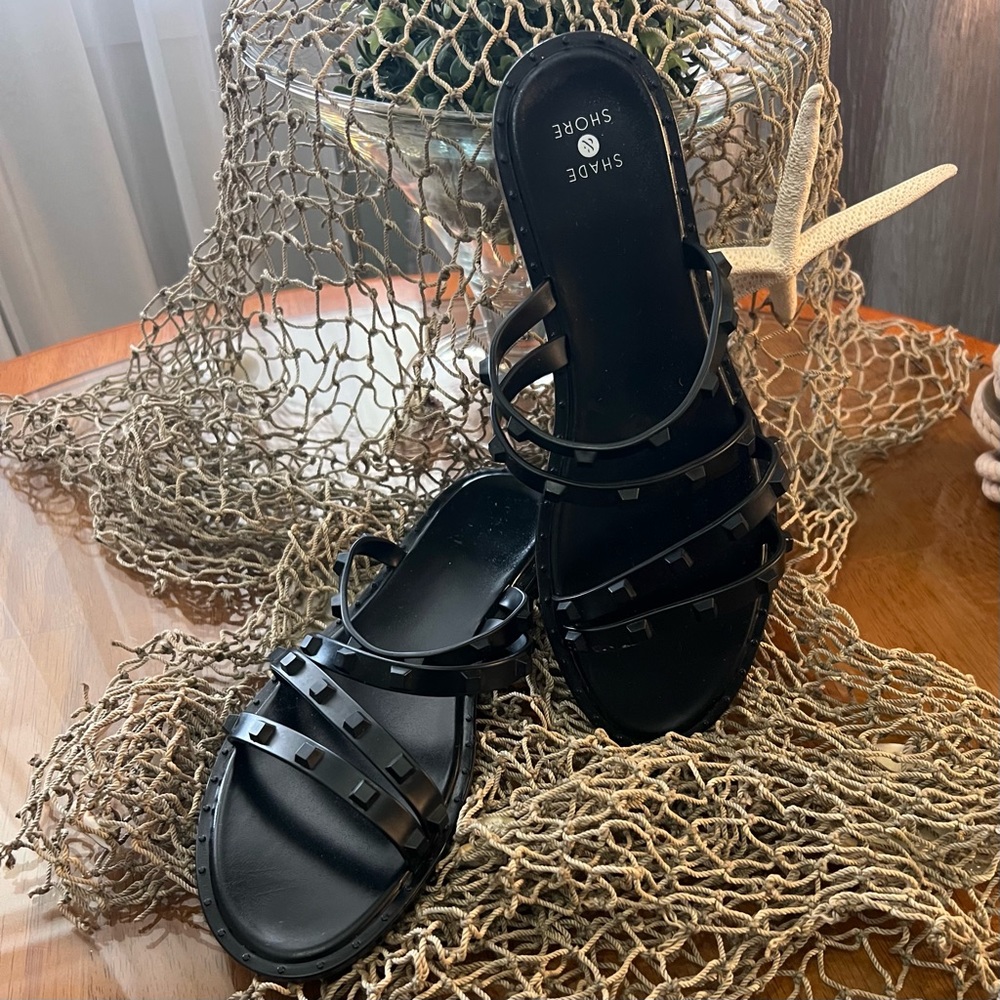 Shade & Shore Liv Sandal Black Size 8 NWOT